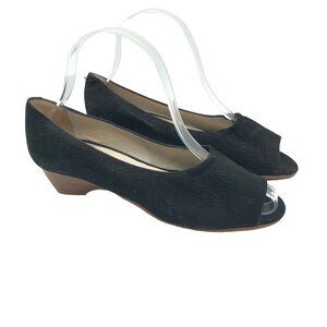 Amalfi by Rangoni Black Peep Toe Wedge Heels Size 6